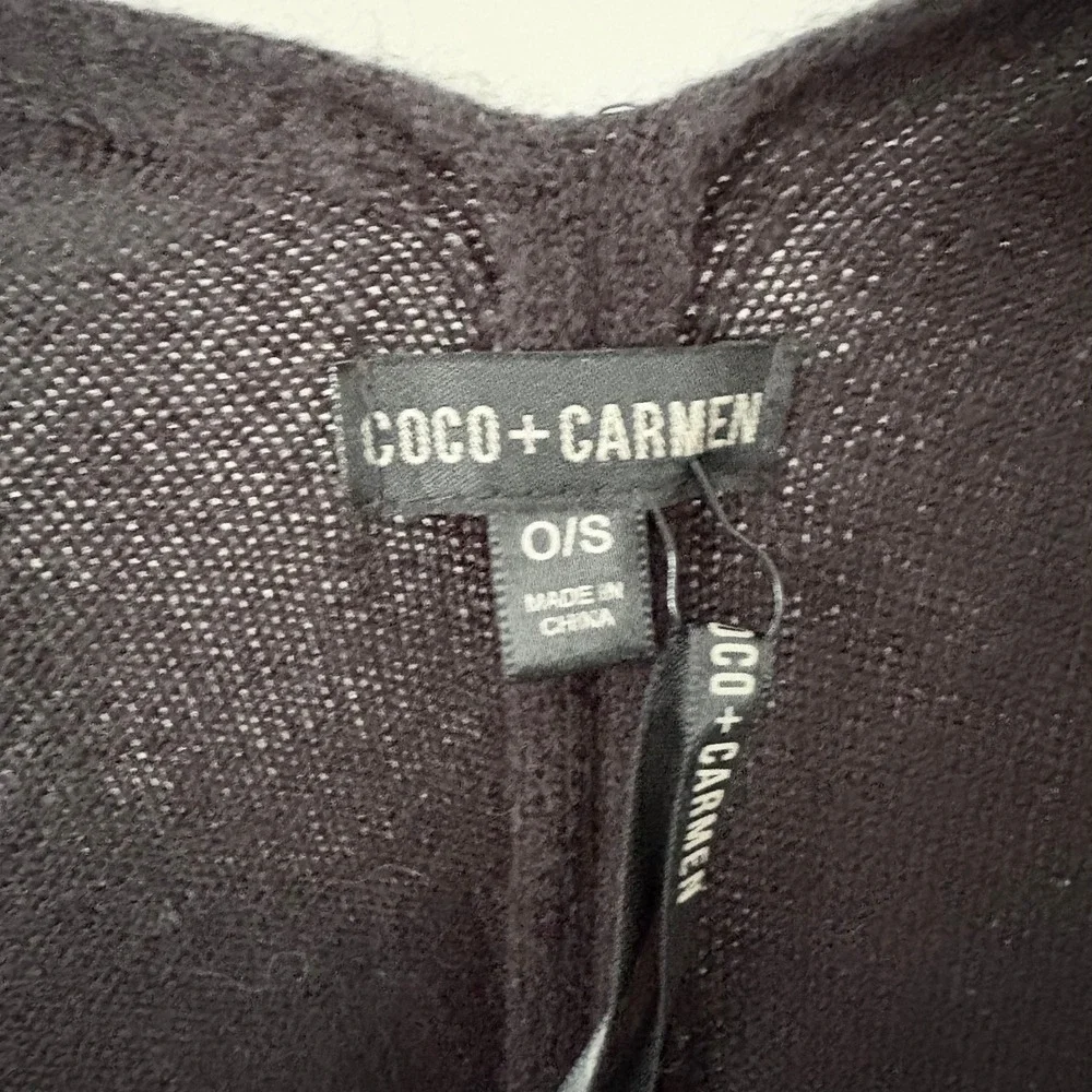 Coco + Carmen Wrap Kiara O/S Black Lightweight Open Front Layering Shawl Poncho
